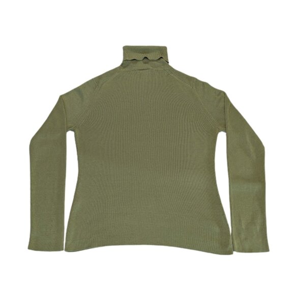 Ann Taylor 100% Silk Ribbed Turtleneck Sweater Women’s Size S – Olive Green - Picture 6 of 9